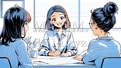 企業内グループミーティングをしている女性たち