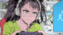 対戦型テレビゲームに没頭している若い女性 | 6369762-13440
