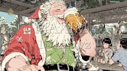 豪快にビールを飲んでいるサンタクロース | 6418705-13260