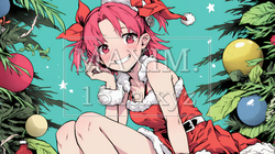 クリスマスファッションの若い女性