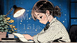 資料（本）を読みながら、うとうと眠ってしまう若い女性 | 6425707-16010