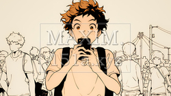 スマホの画面を見て驚いている若い男性（シンプルな色使い） | 6442501-11291
