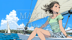 ヨットに乗っている若い女性 | 6446988-10238