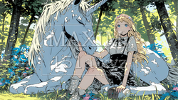 ユニコーンと若い女性 | 646203-13499