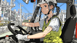 建設現場で重機を操作する若い女性 | 6465871-16974