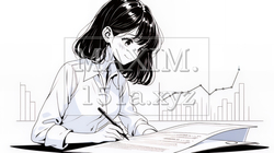 マーケティング・トレーディングデータなどの計量分析を行っている女性（シンプルな色使い）