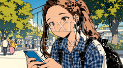 外出中にスマートフォンをいじくっている若い女性 | 6467505-7259
