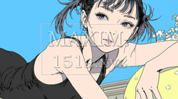 スクール水着（レオタード）姿で横になっている若い女性