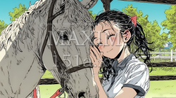 馬の世話をしている若い女性