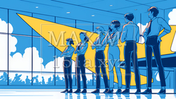 上昇グラフで会社の成長を表すビジネスチーム｜企業発展と成功のビジネスコンセプト｜6488301-12656