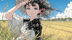 田んぼで農作業をしている女性 | 6491588-10541