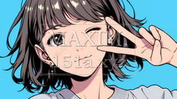 アイドルのように顔の横でピース＋ウィンクしている若い女性 | 6500478-14765