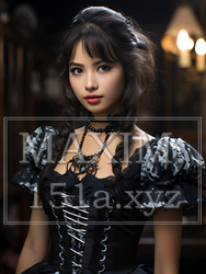 ゴシックロリータファッションの女性｜幻想的で美しいダークロマンティック・イラストポートレート｜6965827-18068