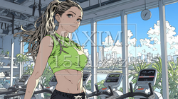 休日にジムで軽く運動する若い女性 | 6518808-16272