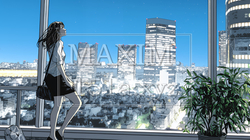 高層ビル群を見下ろすキャリア女性 | 6518977-14103