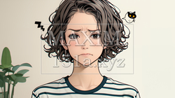 疑問や心配事、不快感、不満などを感じを感じて眉を潜めている若い女性 | 6541222-14708