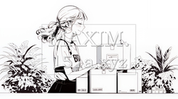 引っ越しの荷造り・荷解きをしている若い女性（シンプルな色使い） | 6554756-14906