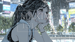 思案・反省・諦め；窓から流れ落ちる雨粒を見つめる若い女性 | 6557601-15319