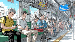 電車に乗車している全員がスマホをいじっている