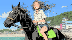乗馬をしている若い女性