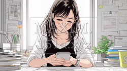 楽しそうにスマホ画面を眺めている若い女性 | 6572706-14967