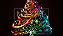 ネオンカラーのクリスマスツリーのラインアート | 6598814-1914