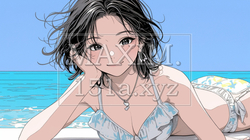 南国の海岸にビキニ姿でいる若い女性 | 6608440-5273
