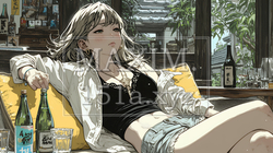 家で一人で酒を飲んで酔いつぶれた女性 | 661398-11266