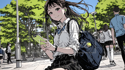 通学中にスマホをいじくっている女子高生 | 6641125-7274