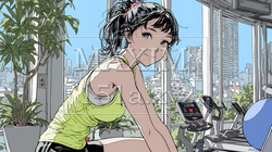 休日にジムで軽く運動する若い女性 | 6642493-16284