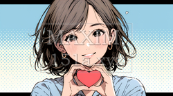 手指でハートサインを作っている若い女性 | 6650032-8378