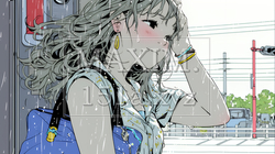夏の急な雨でびしょ濡れの若い女性