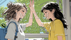 ハイタッチをしている仲の良い女友達たち | 6702898-7979