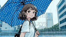 雨の日に傘をさして歩く若い女性｜6880417-9220