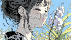 蘭の花と若い女性 | 6721377-11154