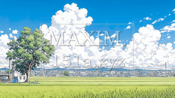 郊外の田園風景と夏空と入道雲 | 6726741-11227