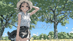 スカートを揺らしながら春風と戯れている若い女性 | 6729789-15116