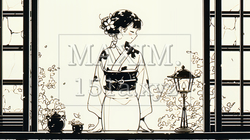 浴衣姿で夕涼みをしている若い女性（シンプルな色使い） | 6731678-16332