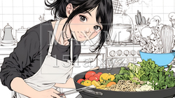 なれない料理に奮闘中の若い女性 | 6732007-5989
