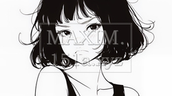 嫉妬の表情を浮かべる若い女性（シンプルな色使い） | 6736466-17142