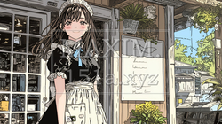 メード姿の若い女性