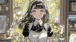 メード姿の若い女性