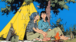 女友達と一緒にテントキャンプを楽しむ若い女性 | 6751605-9702