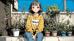 日だまりでまったりしている若い女性