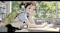 勉強している幼い女の子