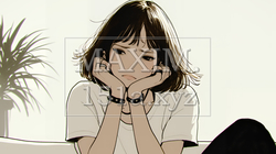 腹痛（生理痛）に苦しむ若い女性（シンプルな色使い） | 6778139-15162