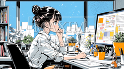 PCで資料作りをしている若い女性 | 6797391-6385