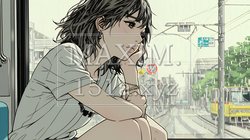 思案・反省・諦め；窓から流れ落ちる雨粒を見つめる若い女性 | 6809361-15328