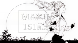 夕日を背景にジョギングをする若い女性（シンプルな色使い）