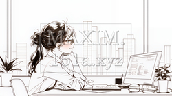 企画書を作成しているビジネスパーソン（シンプルな色使い）
